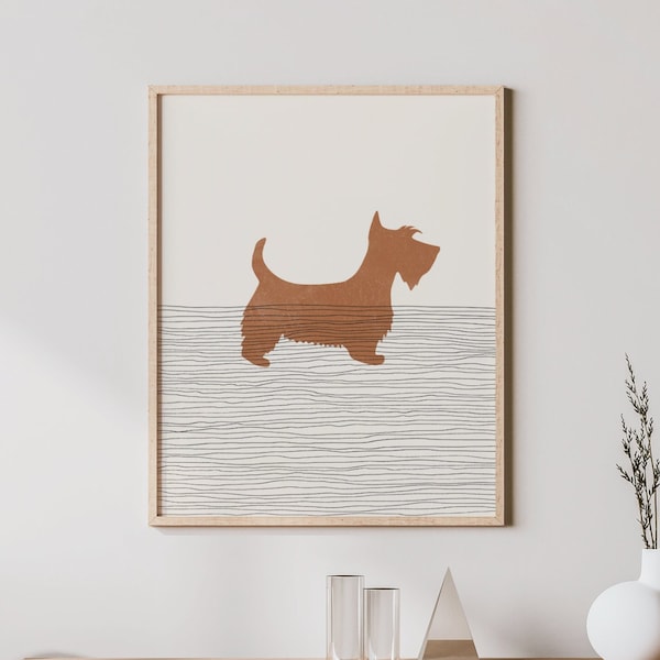 Boho Scottie Art - Scottie Wall Art / Décor, Affiche minimaliste Scottish Terrier, Scottie Owner Print - Scottie Gift