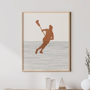Boho Lacrosse Player Print - Lacrosse Player Wall Art / Decor, Minimalist Lacrosse Poster, Girl Lacrosse Player Illustration, Teammate Gift