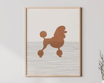 Boho pudelkonst - Pudelväggkonst / dekor, minimalistisk hundposter, pudelägaretryck - pudelgåva