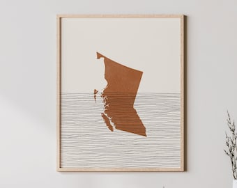 British Columbia Print - Boho British Columbia Wall Art and Decor, Canada Travel Poster, Province of British Columbia Map Silhouette