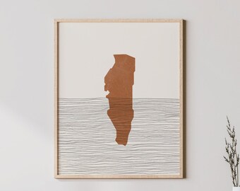 Impresión de Gibraltar: arte de pared y decoración boho de Gibraltar, póster de viaje por el país, silueta del mapa de Gibraltar e idea de regalo
