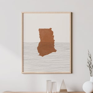 Ghana Print - Boho Ghana Wall Art and Decor, Country Travel Poster, Ghana Map Silhouette and Gift Idea