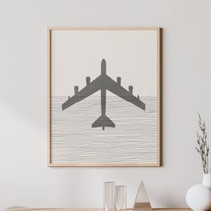 Boho B-52 Art - B-52 Wall Art / Decor, Minimalist B-52 Stratafortress Poster, Bomber Print - B-52 Stratafortress Gift