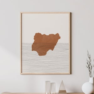 Nigeria Print - Boho Nigeria Wall Art and Decor, Country Travel Poster, Nigeria Map Silhouette and Gift Idea
