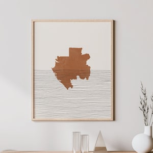 Gabon Print - Boho Gabon Wall Art and Decor, Country Travel Poster, Gabon Map Silhouette and Gift Idea