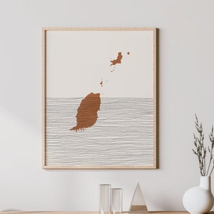 Grenada Print - Boho Grenada Wall Art and Decor, Country Travel Poster, Grenada Map Silhouette and Gift Idea