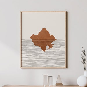 Rajasthan-kunst - India kaart silhouet, kunst aan de muur en decor - print staat Rajasthan
