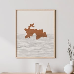 Tajikistan Print - Boho Tajikistan Wall Art and Decor, Country Travel Poster, Tajikistan Map Silhouette and Gift Idea