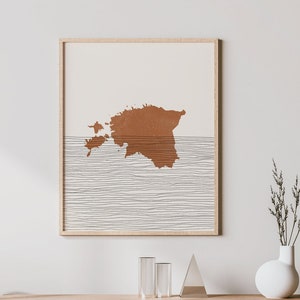 Estonia Print - Boho Estonia Wall Art and Decor, Country Travel Poster, Estonia Map Silhouette and Gift Idea