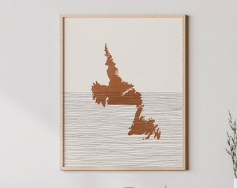 Newfoundland and Labrador Print - Boho Newfoundland and Labrador Wall Art and Decor, Province of Newfoundland and Labrador Map, Candian Art