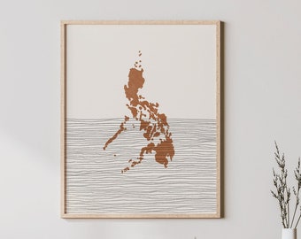 Philippines Print - Boho Philippines Wall Art and Decor, Country Travel Poster, Philippines Map Silhouette and Gift Idea, Filipino Art
