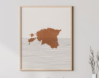 Estonia Print - Boho Estonia Wall Art and Decor, Country Travel Poster, Estonia Map Silhouette and Gift Idea