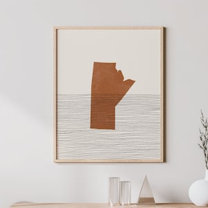 Impresión de Manitoba: arte de pared y decoración boho de Manitoba, póster de viaje a Canadá, silueta del mapa de la provincia de Manitoba, idea de regalo canadiense