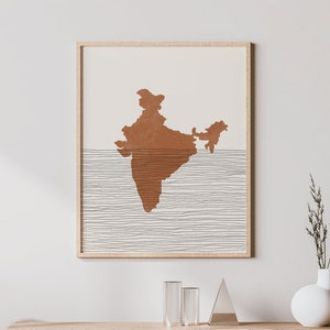 India Print - Boho India Wall Art and Decor, Country Travel Poster, India Map Silhouette and Gift Idea