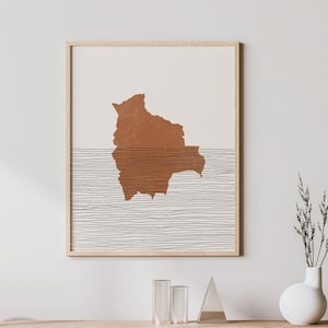 Bolivia Print - Boho Bolivia Wall Art and Decor, Country Travel Poster, Bolivia Map Silhouette and Gift Idea