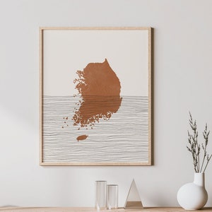 Südkorea Print - Boho Südkorea Wandkunst und Dekor, Landreise Poster, Südkorea Karte Silhouette und Geschenkidee