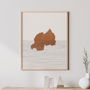 Rwanda Print - Boho Rwanda Wall Art and Decor, Country Travel Poster, Rwanda Map Silhouette and Gift Idea