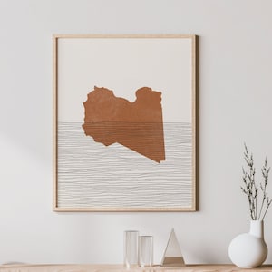 Libya Print - Boho Libya Wall Art and Decor, Country Travel Poster, Libya Map Silhouette and Gift Idea