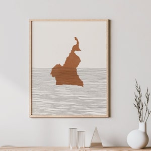 Cameroon Print - Boho Cameroon Wall Art and Decor, Country Travel Poster, Cameroon Map Silhouette and Gift Idea