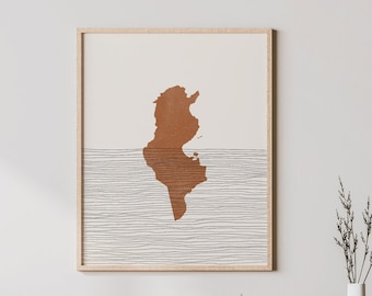 Tunisia Print - Boho Tunisia Wall Art and Decor, Country Travel Poster, Tunisia Map Silhouette and Gift Idea
