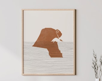 Kuwait Print - Boho Kuwait Wall Art and Decor, Country Travel Poster, Kuwait Map Silhouette and Gift Idea