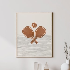 Boho Pickleball Print - Pickleball Wall Art / Decor, Minimalist Poster, Pickleball Paddles Illustration, Gift Idea