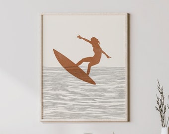 Surfer Girl Print. Surfing Wall Art. Surfer Wall Decor - Etsy