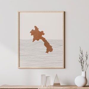 Laos Print - Boho Laos Wall Art and Decor, Country Travel Poster, Laos Map Silhouette and Gift Idea