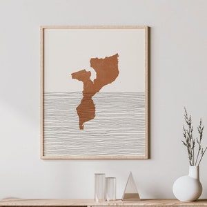 Mozambique Print - Boho Mozambique Wall Art and Decor, Country Travel Poster, Mozambique Map Silhouette and Gift Idea