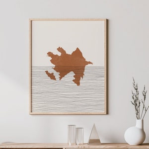 Azerbaijan Print - Boho Azerbaijan Wall Art and Decor, Country Travel Poster, Azerbaijan Map Silhouette and Gift Idea