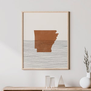 Arkansas Boho Decor - Arkansas Mid Century Wall Art, Minimalist Art and Abstract Print, Arkansas State Map Print