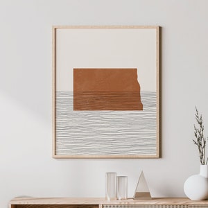 North Dakota Boho Decor - North Dakota Mid Century Wall Art, Minimalist Art and Abstract Print, North Dakota State Map Print