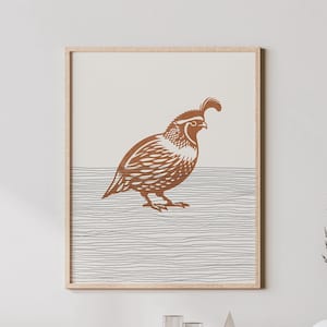 Quail Art - Quail Bird Print - Boho Style Decor / Minimalist Wall Art, Bird Gifts - Bird Wall Art