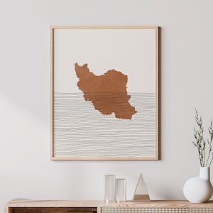 Iran Print - Boho Iran Wall Art and Decor, Country Travel Poster, Iran Map Silhouette and Gift Idea