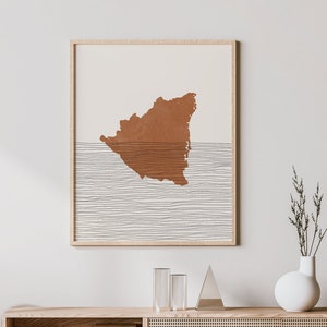 Nicaragua Print - Boho Nicaragua Wall Art and Decor, Country Travel Poster, Nicaragua Map Silhouette and Gift Idea