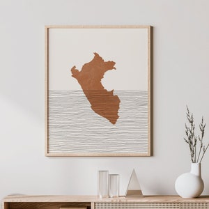 Peru Print - Boho Peru Wall Art and Decor, Country Travel Poster, Peru Map Silhouette and Gift Idea