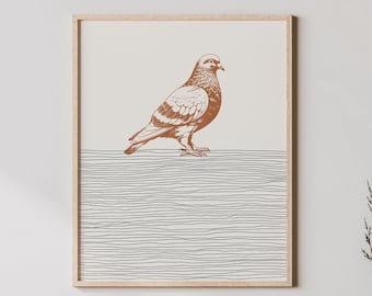 Arte de palomas - Impresión de palomas - Decoración de estilo boho / Arte de pared minimalista, regalos de aves - Arte de pared de aves