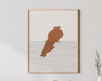 Lebanon Print - Boho Lebanon Wall Art and Decor, Country Travel Poster, Lebanon Map Silhouette and Gift Idea