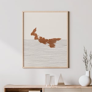 Prince Edward Island Print - Boho Prince Edward Island Wall Art and Decor, Province of Prince Edward Island Map Silhouette, Candian Art