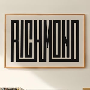 Richmond Wall Art - Richmond Typography Design - Richmond Virginia Print / Poster, RVA - Virginia Art, Minimalist Art