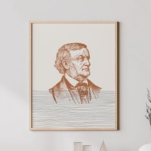 Wagner Wall Art - Portrait of Richard Wagner, Minimalist Wagner Print - Boho Music Decor