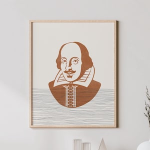 Shakespeare Wall Art - Portrait of William Shakespeare, Minimalist Shakespeare Print - Boho Decor, William Shakespeare Art