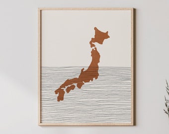 Japan Print - Boho Japan Wall Art and Decor, Country Travel Poster, Japan Map Silhouette and Gift Idea, Japanese Wall Art - 日本 Nihon