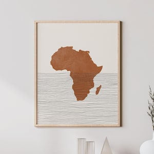 Africa Print - Boho African Continent Wall Art, Silhouette outline of Africa - Wall Decor, Travel Poster and Gift Idea