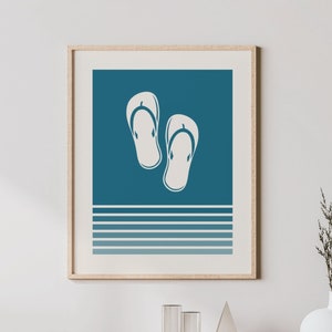 Flip Flops Art - Beach Lover Print, Retro Colored Flip Flops Poster, Sandals Wall Decor, Beach House Wall Art