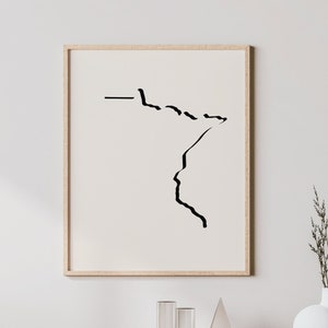 Minimalist Minnesota Art - Modern Minnesotan Wall Art / Poster, Minnesota Map - Minnesota Wall Art / Wall Decor / Print
