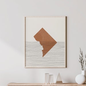 Boho-decor - Washington DC halverwege de eeuw muurkunst, minimalistische kunst en abstracte print, Washington DC kaart print