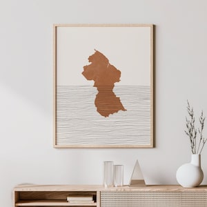 Guyana Print - Boho Guyana Wall Art and Decor, Country Travel Poster, Guyana Map Silhouette and Gift Idea, Guyana Africa