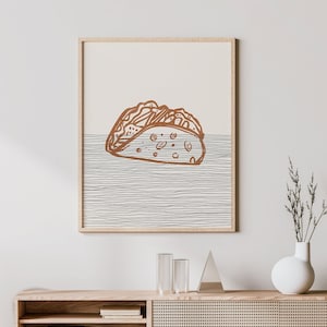 Boho Taco Print - Taco Wall Art / Decor, Minimalist Poster, Taco Illustration, Gift Idea
