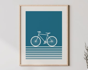Bike Art - Cyclist Print, Retro Colored Bike Poster, Bicycle Wall Decor, Cycle Wall Art